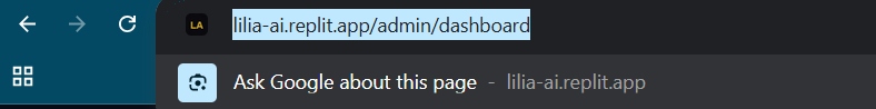 Browser tab showing the custom yellow LA favicon on lilia-ai.replit.app